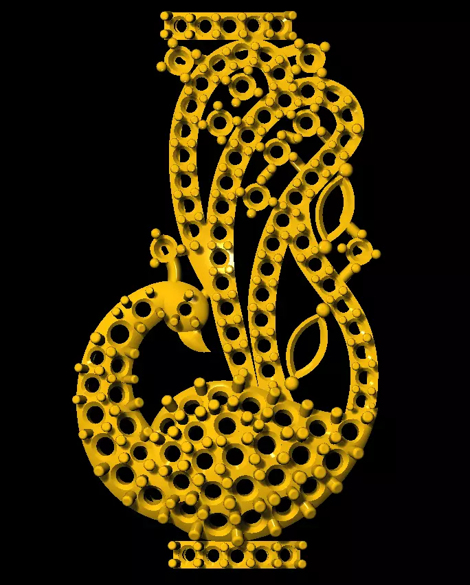 Sidepiece golden peacock 3D print model_0