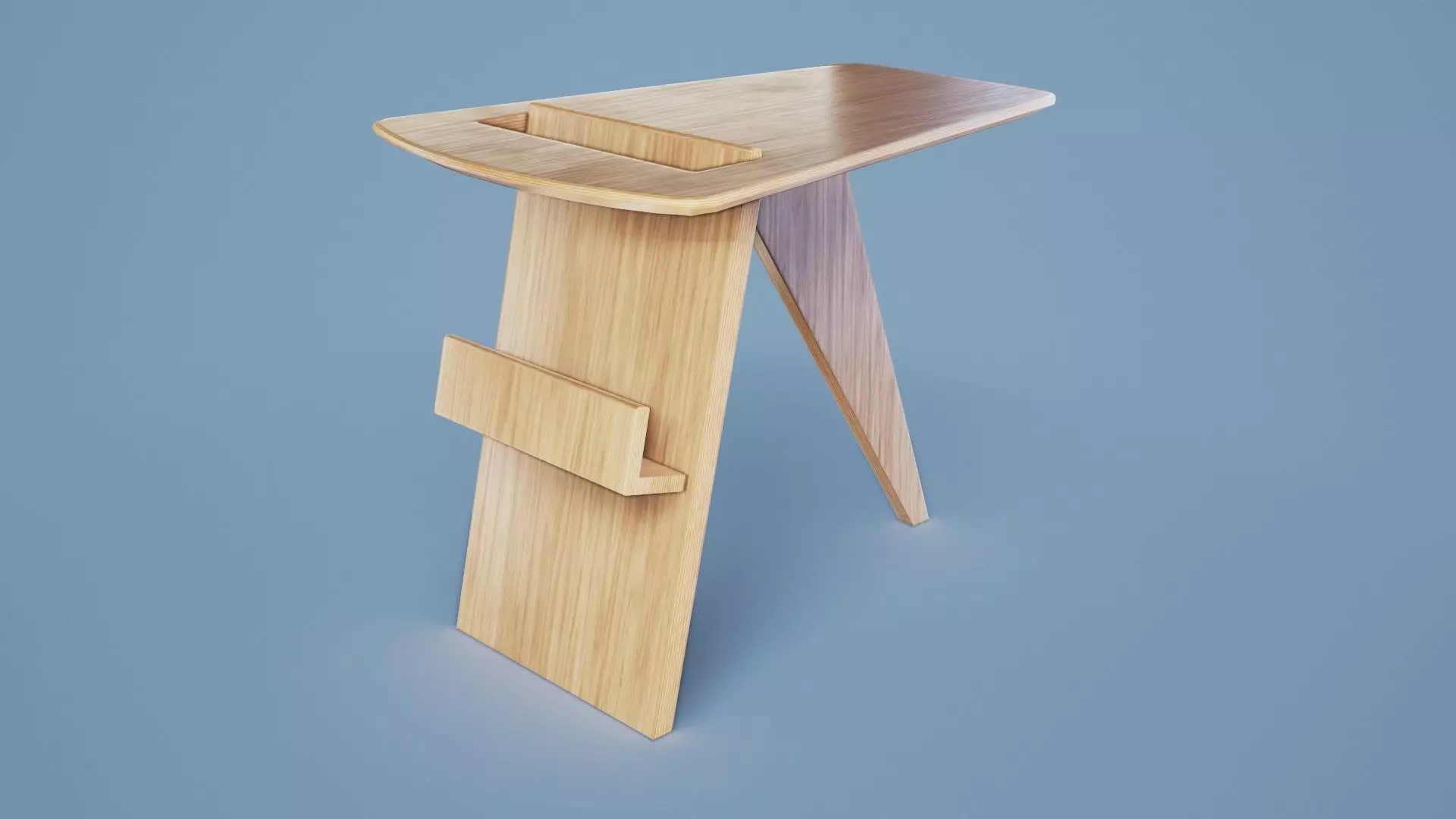 Magazine Table 001 - Wood Low-poly 3D model_0