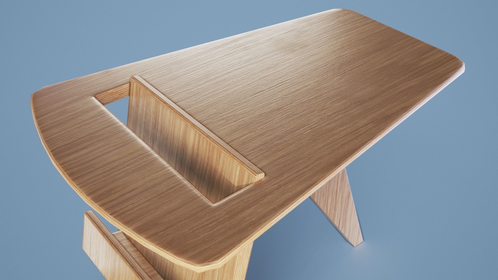 Magazine Table 001 - Wood Low-poly 3D model_3