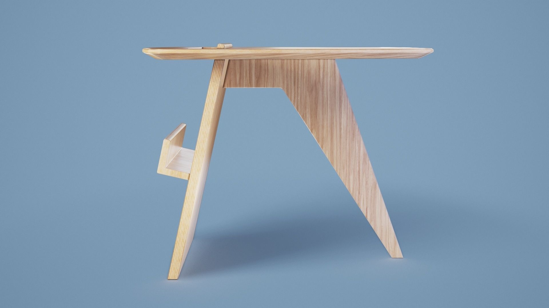 Magazine Table 001 - Wood Low-poly 3D model_1