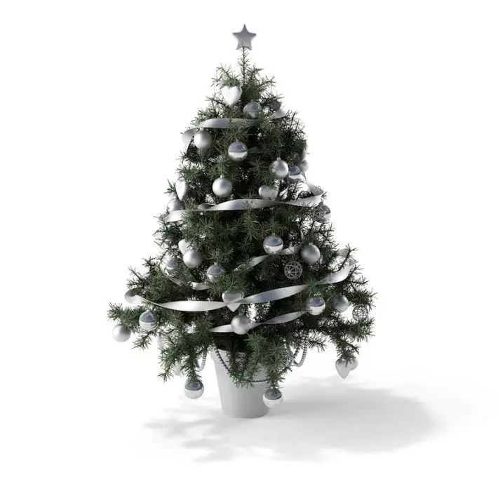 Christmas Tree With White Toys 3D model_0
