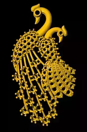 Sidepiece two gold peacocks