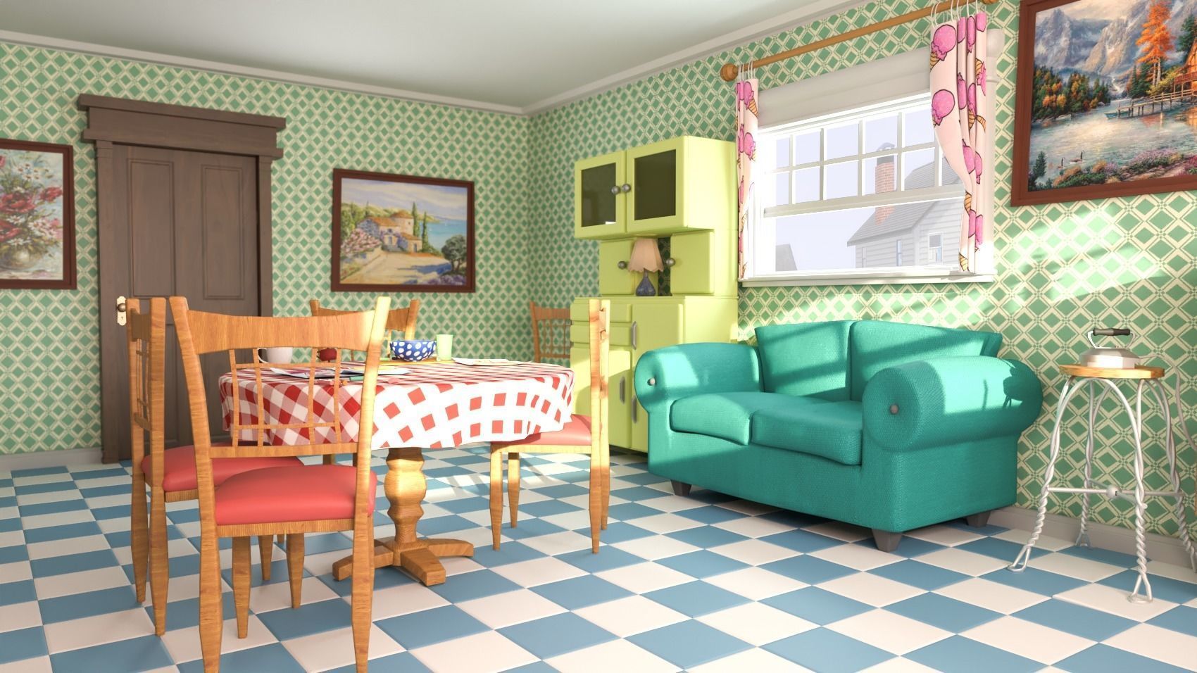 Cartoon Kitchen lowpoly 3D model_7