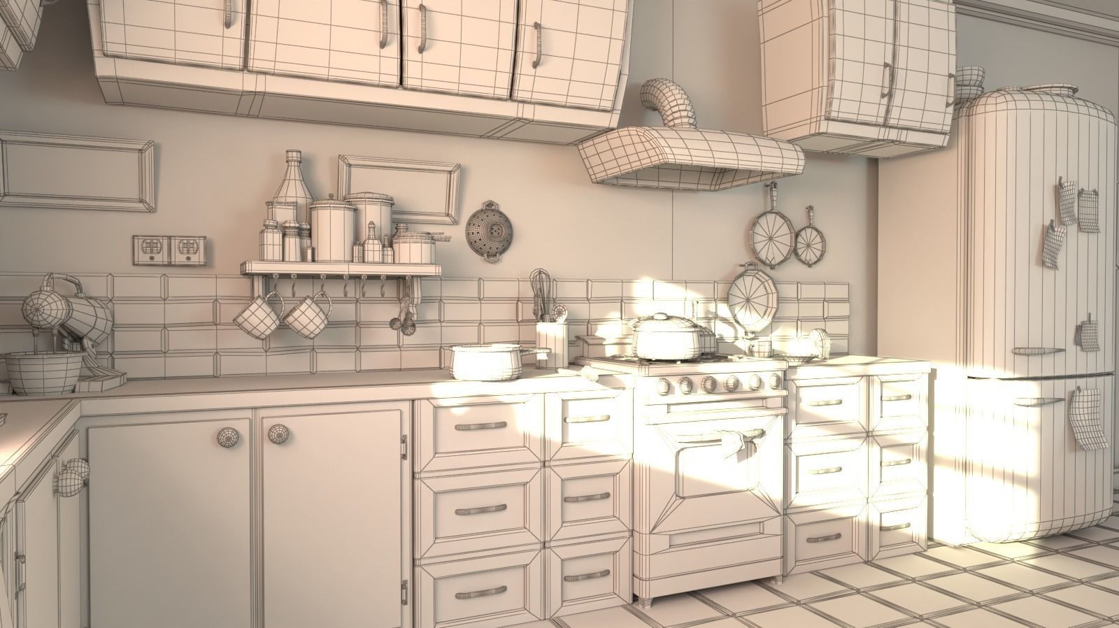 Cartoon Kitchen lowpoly 3D model_9