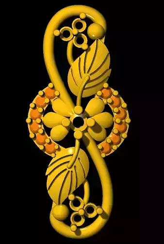 Sidepiece gold ornament with flowers and leaves