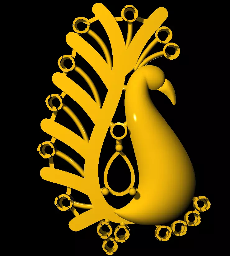 Sidepiece peacock 3D print model_0