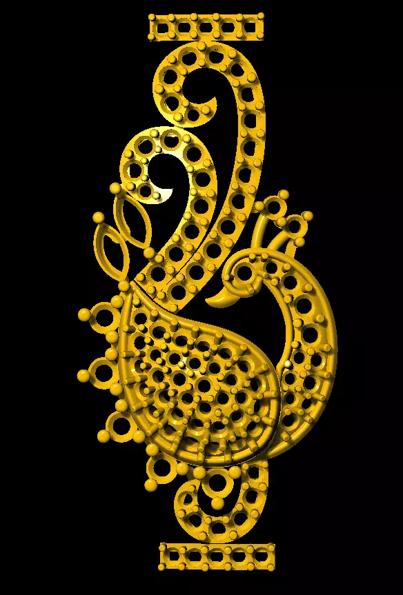 Sidepiece gold peacock 3D print model_0