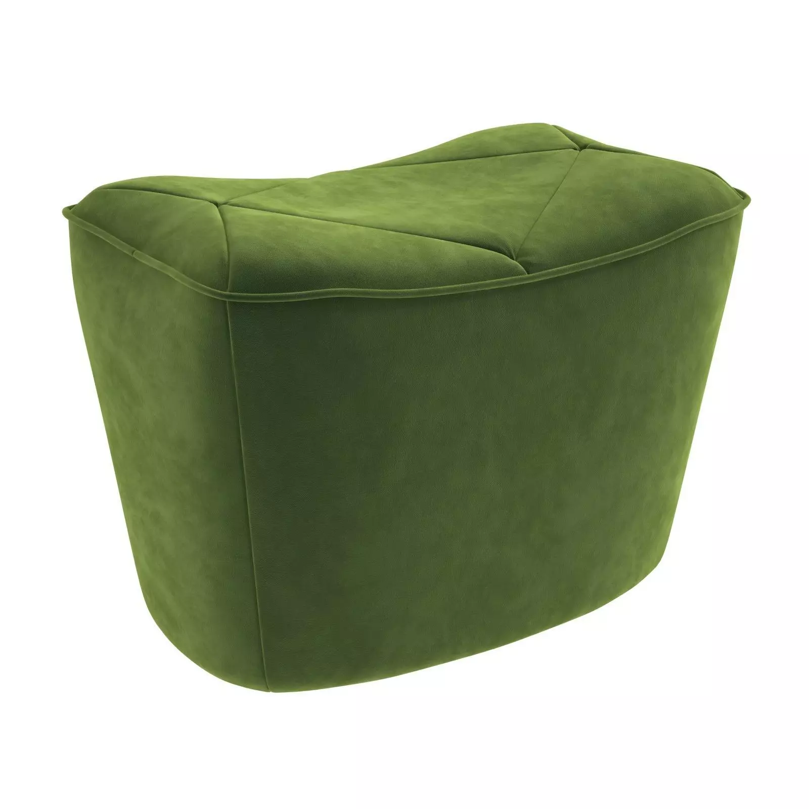 Green poof ottoman bench with stitched seat 3D model