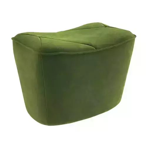 Green poof ottoman bench with stitched seat 3D model