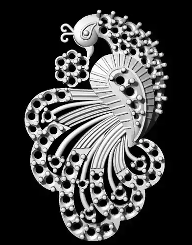 Sidepiece silver peacock brooch