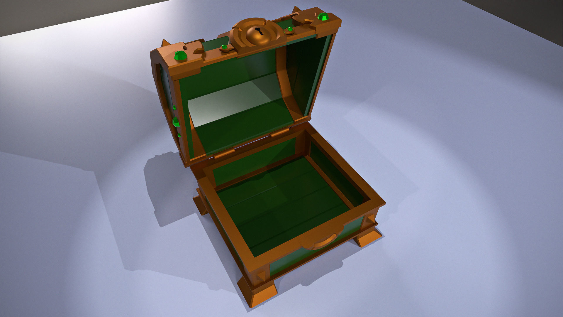 Vintage green chest  Low-poly 3D model_2