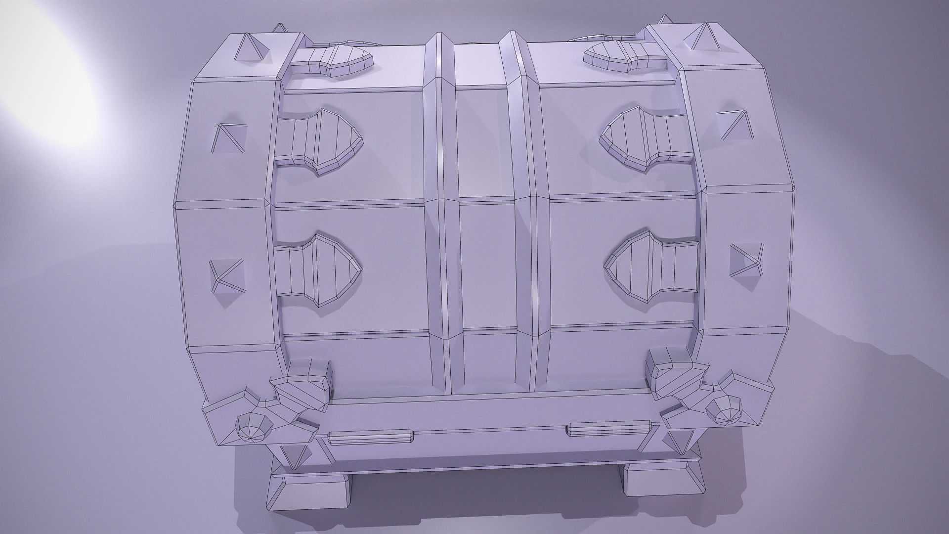 Vintage green chest  Low-poly 3D model_10