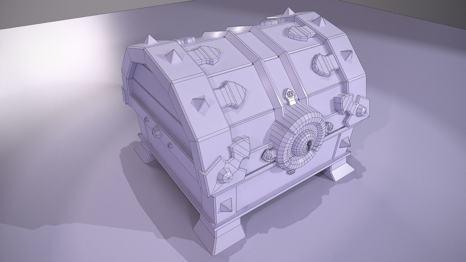 Vintage green chest  Low-poly 3D model_9