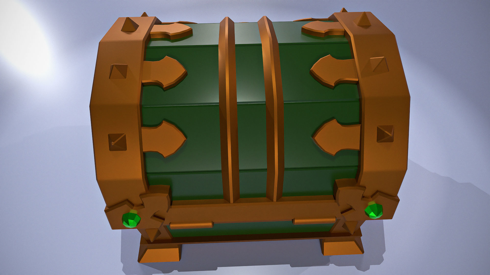 Vintage green chest  Low-poly 3D model_5