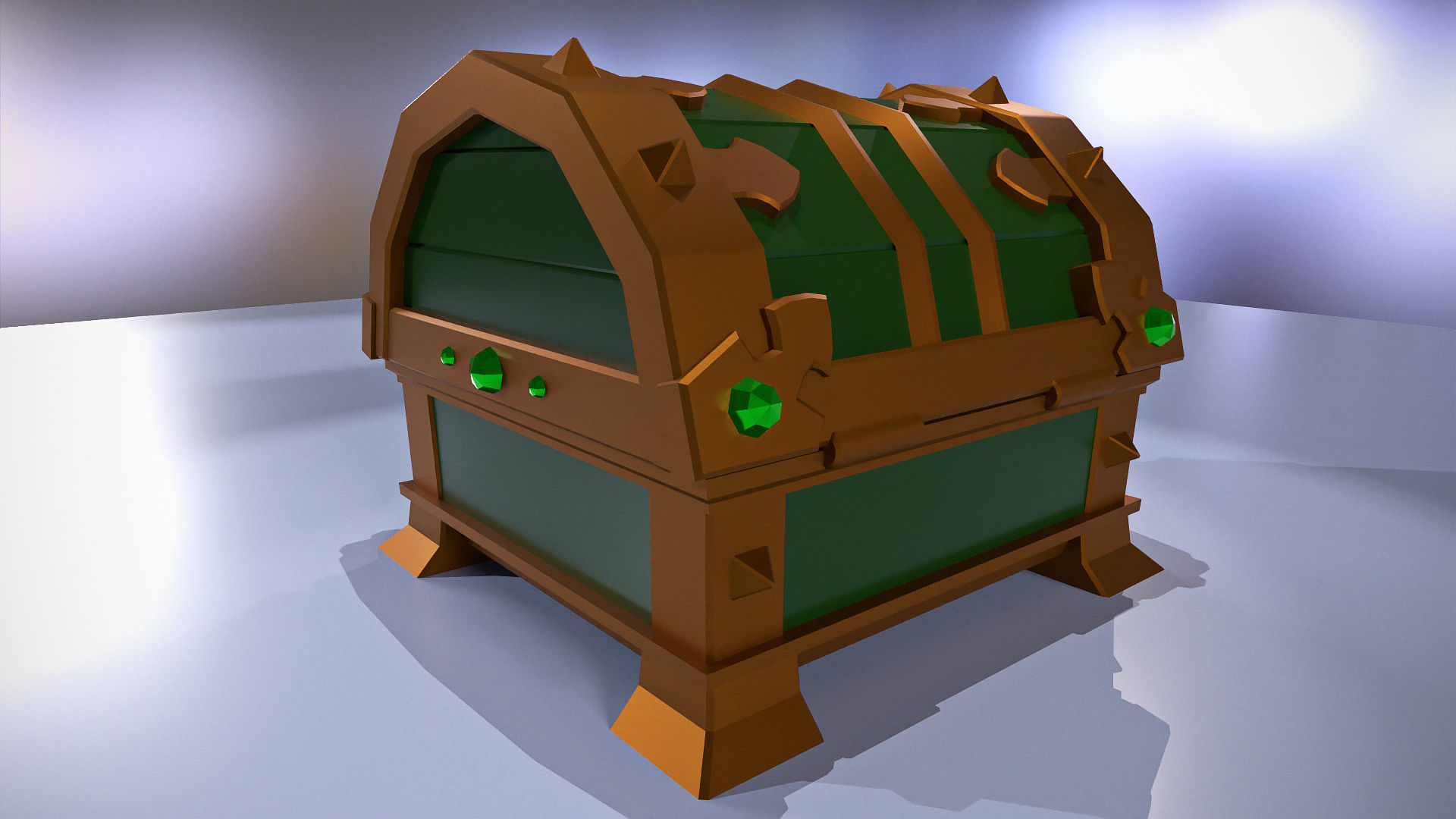 Vintage green chest  Low-poly 3D model_3