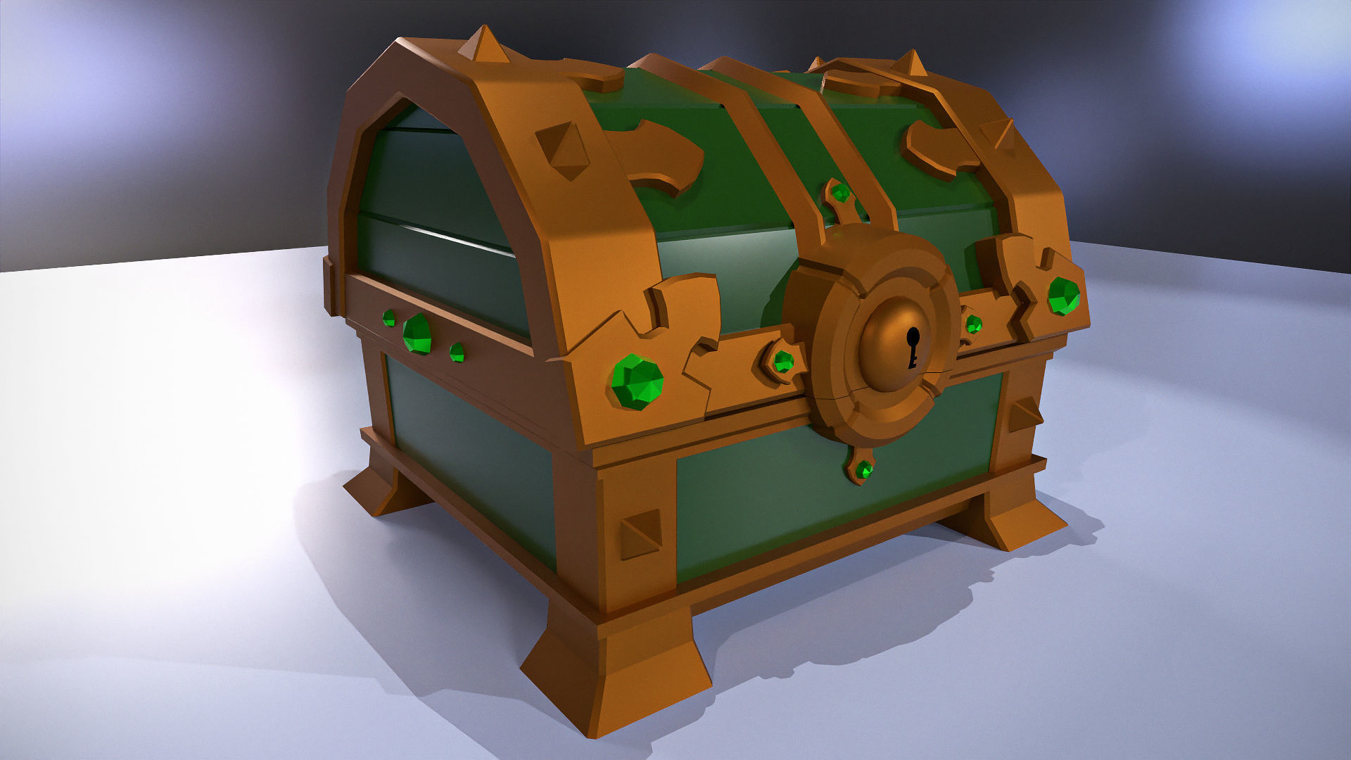 Vintage green chest  Low-poly 3D model_8