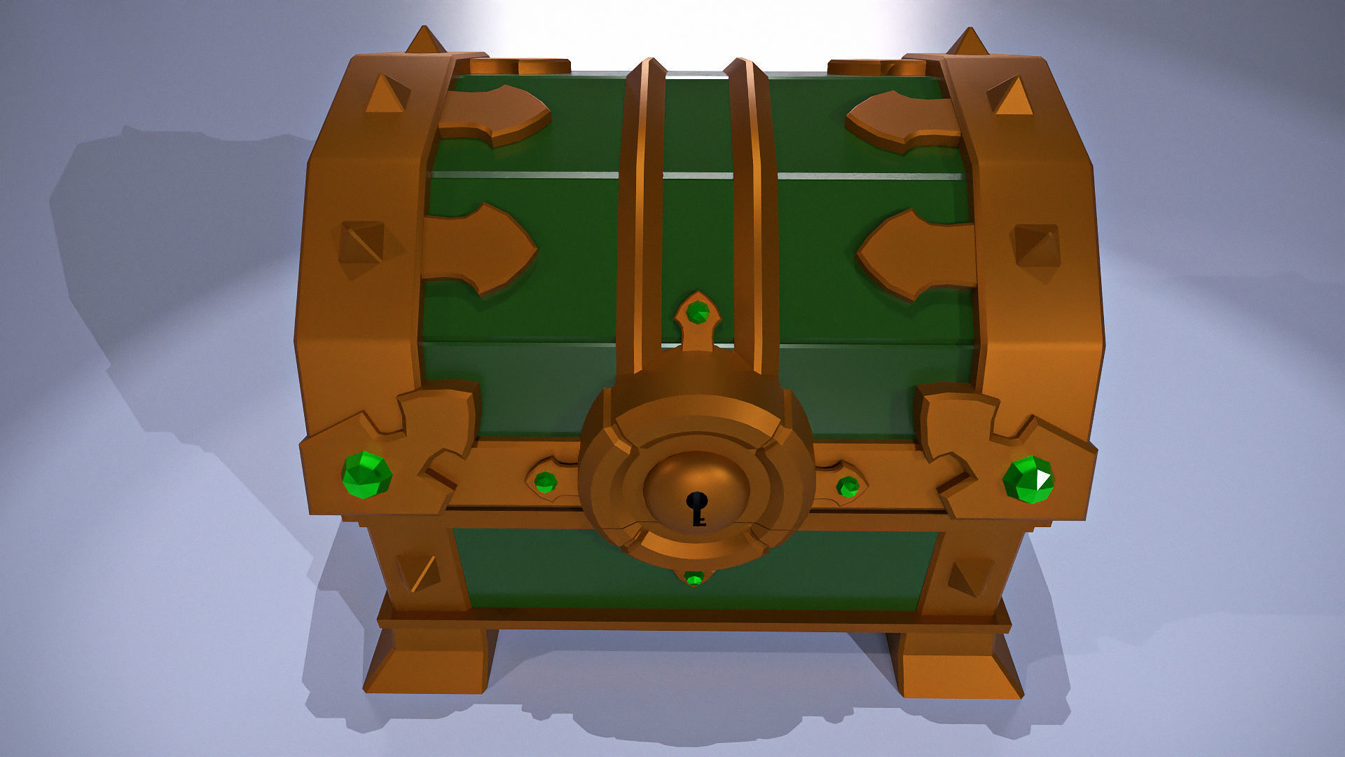Vintage green chest  Low-poly 3D model_6