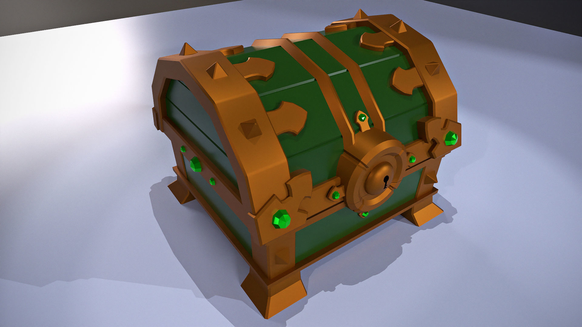 Vintage green chest  Low-poly 3D model_7