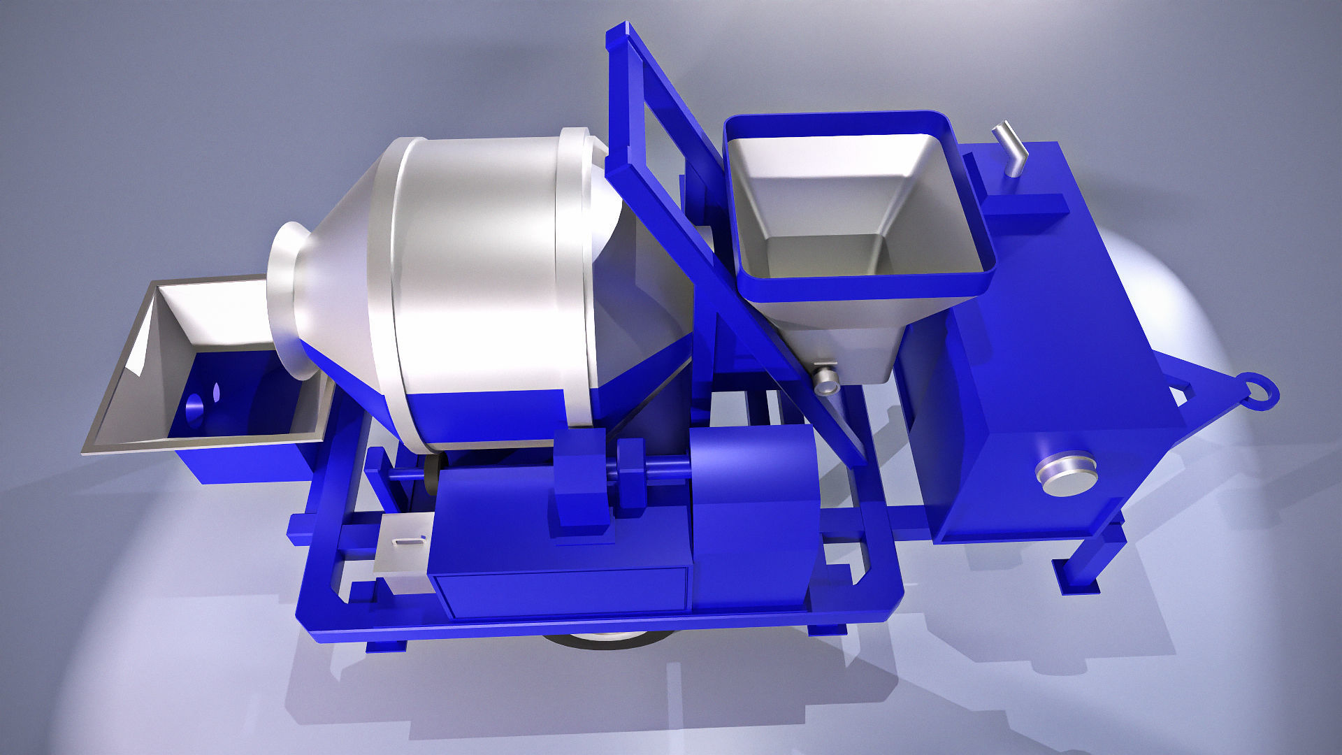 Big blue concrete mixer machine Low-poly 3D model_4