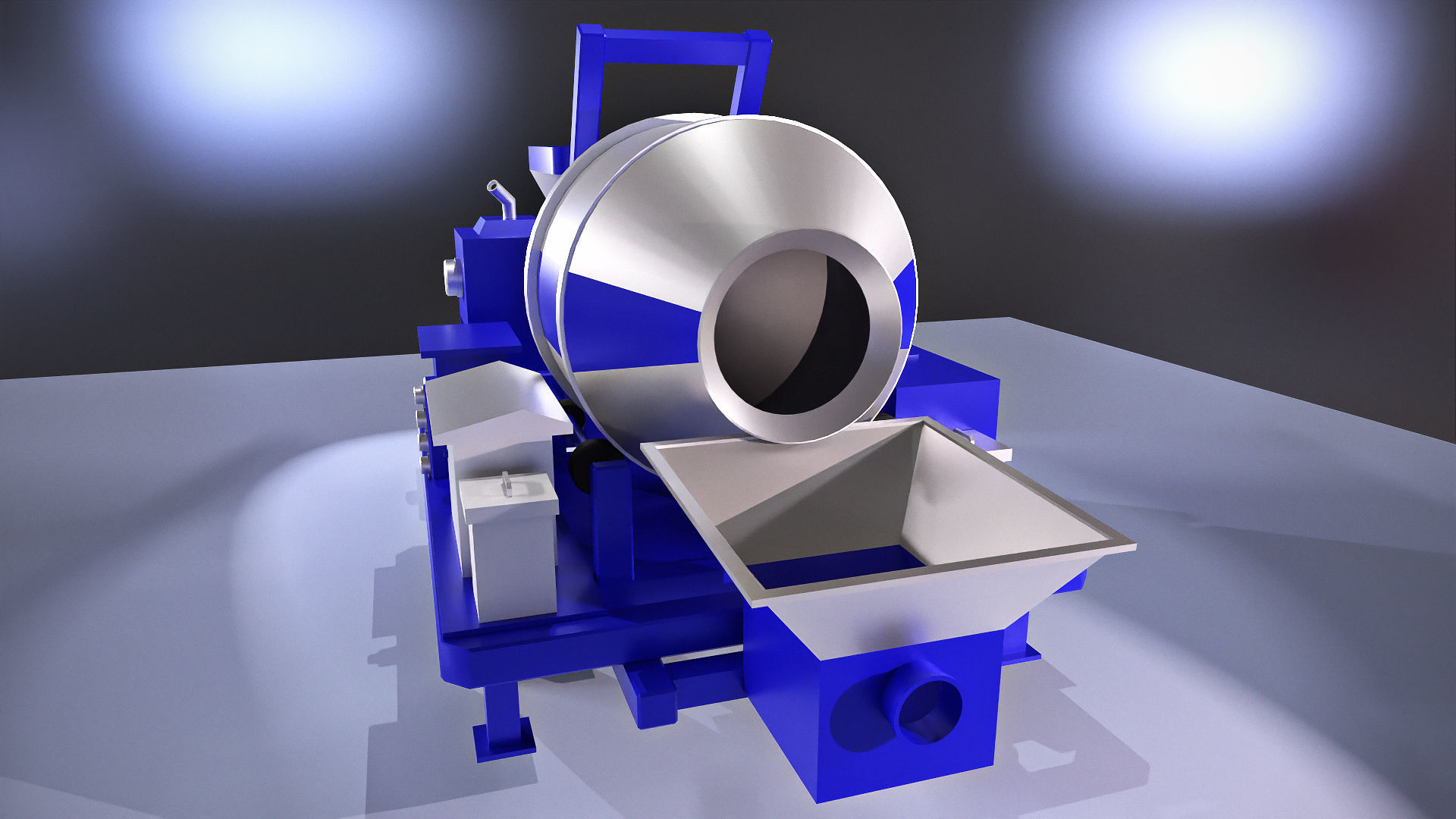 Big blue concrete mixer machine Low-poly 3D model_6