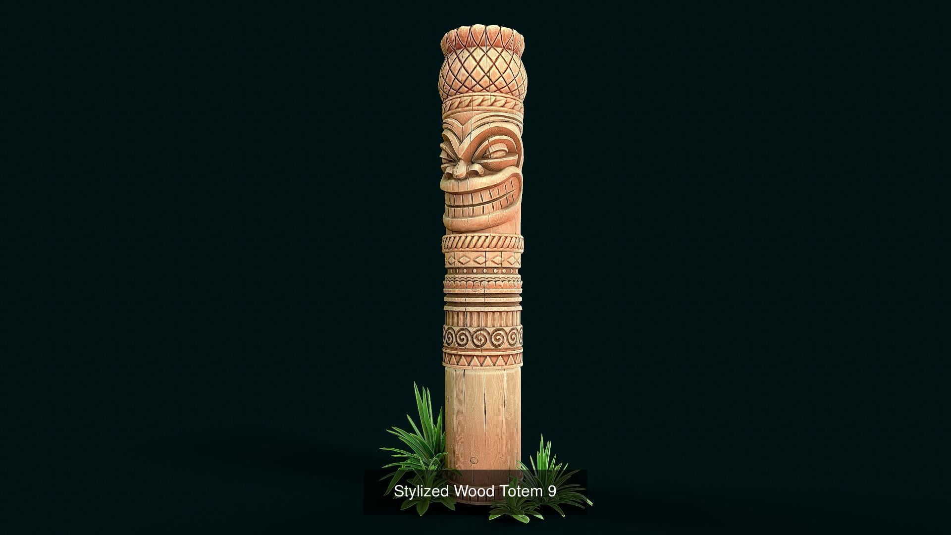 Stylized Wood Totems 3D Model Collection_10