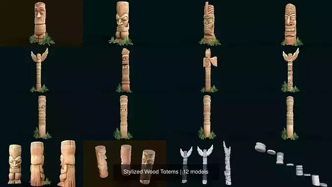 Stylized Wood Totems
