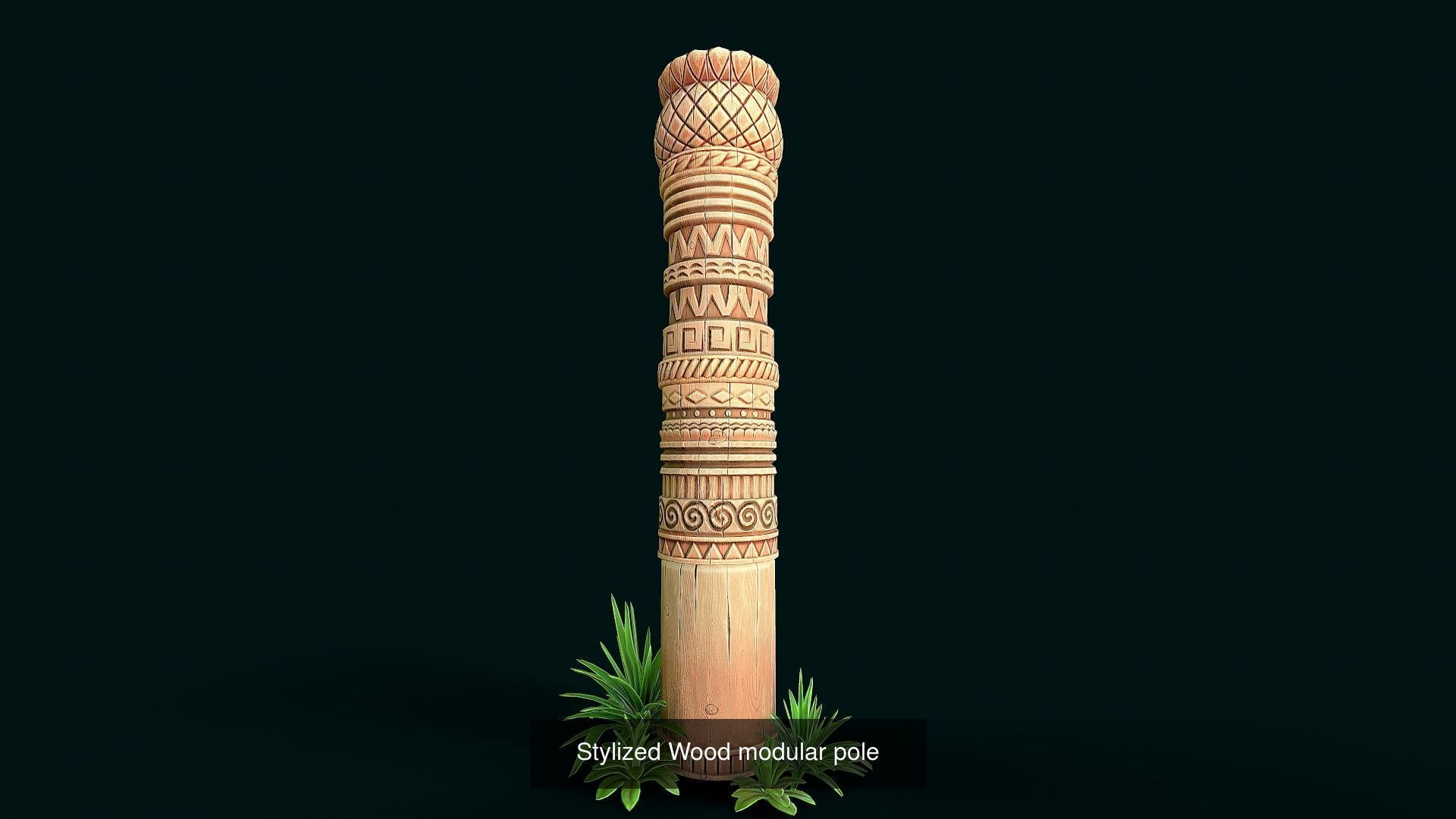 Stylized Wood Totems 3D Model Collection_13