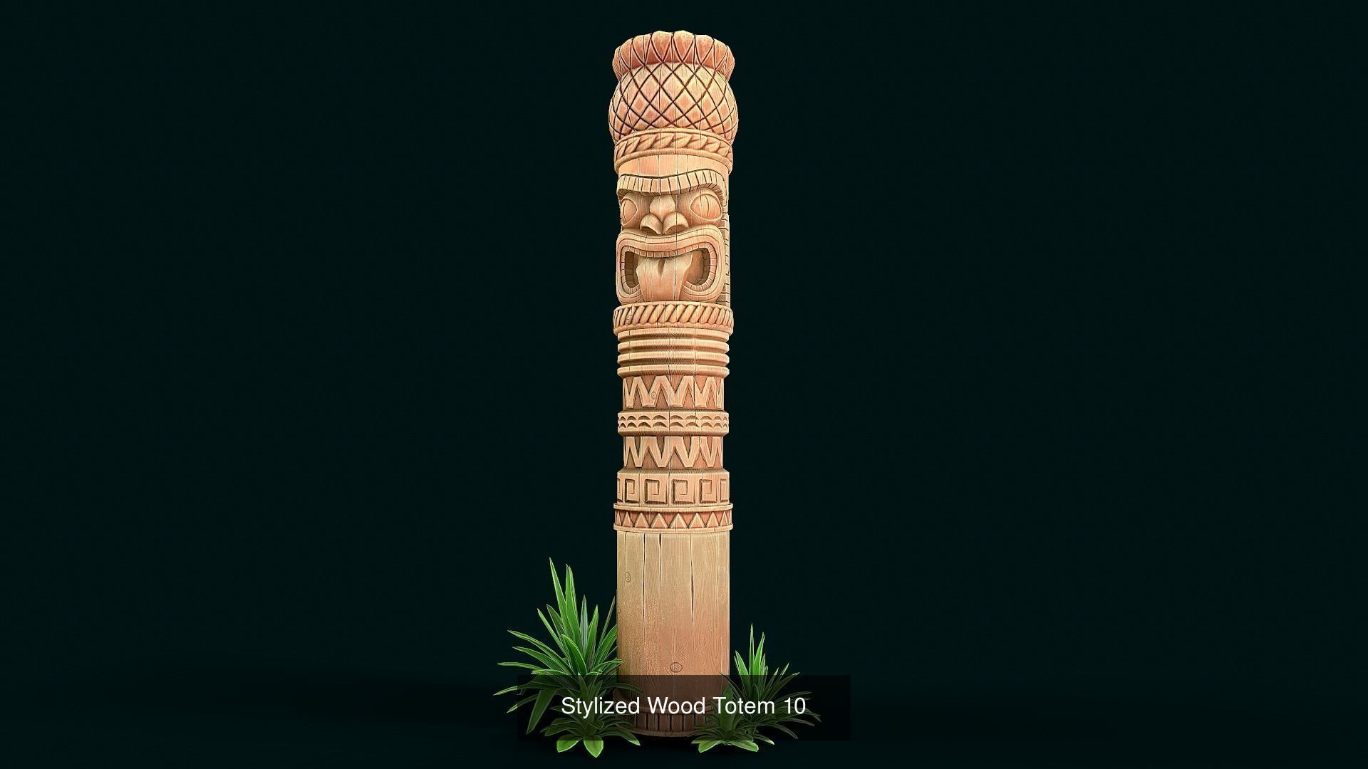 Stylized Wood Totems 3D Model Collection_11