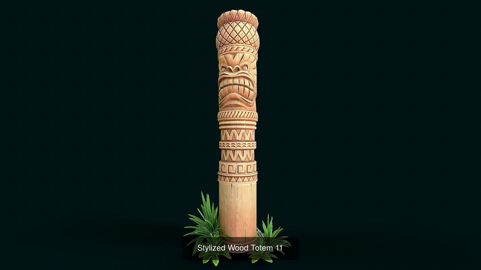 Stylized Wood Totems 3D Model Collection_12