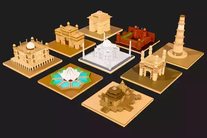 Low Poly Indian Monuments Low-poly Landmarks