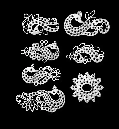Sidepiece peacock lace cutouts 3D print model