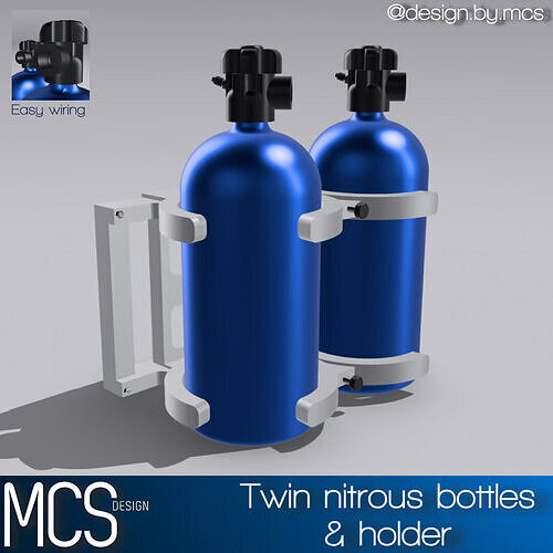 Nitrous NOS system twin bottle and accessories 3D print model