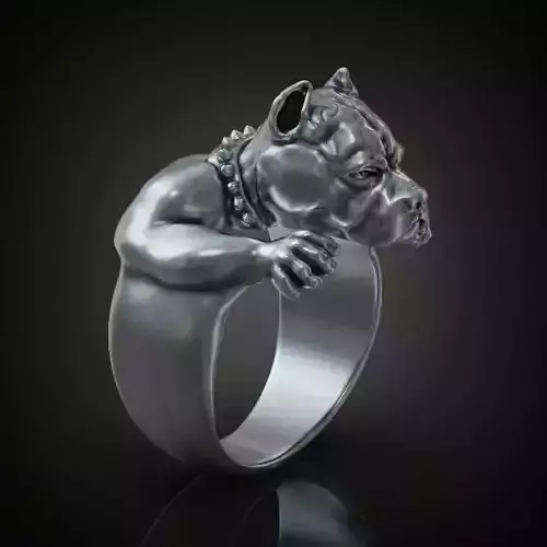 Pitbull dog jewelry ring for men 3D print model