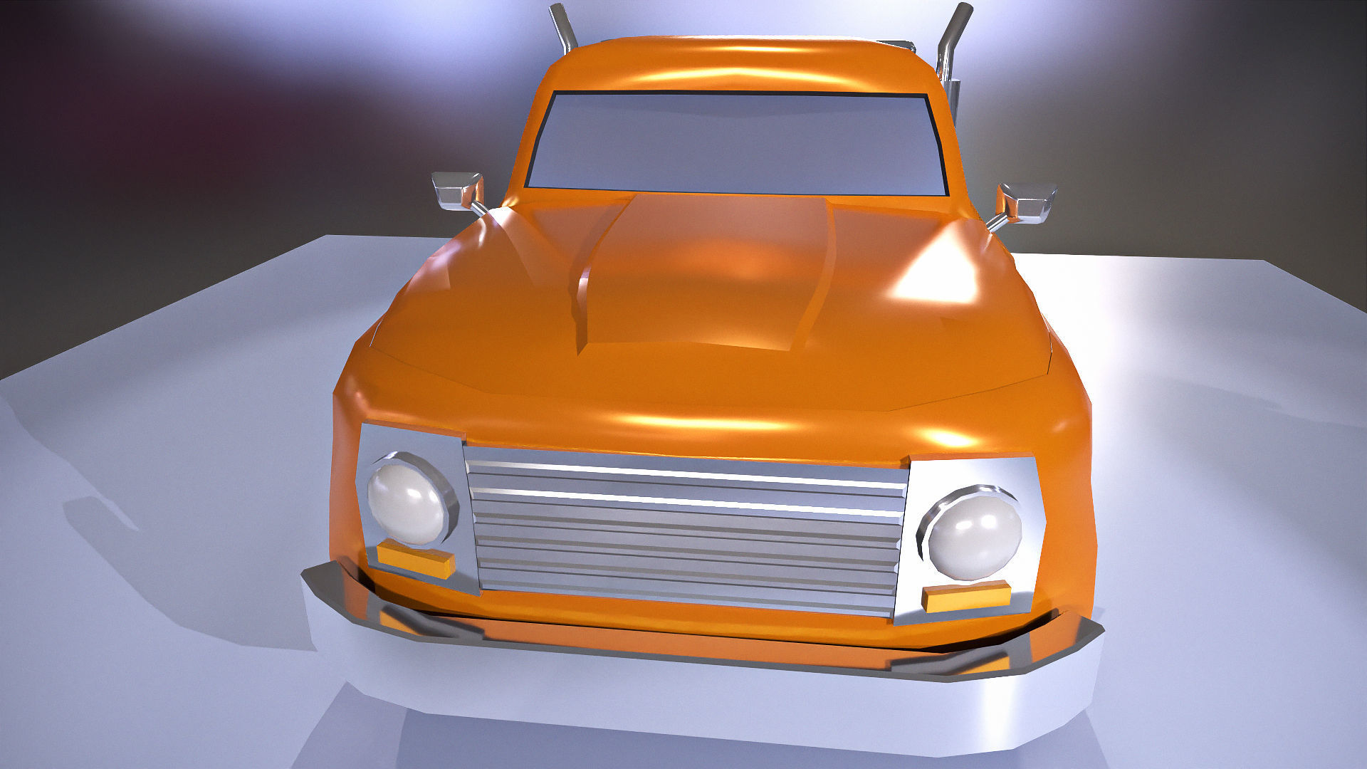 Orange pickup truck  Low-poly 3D model_7