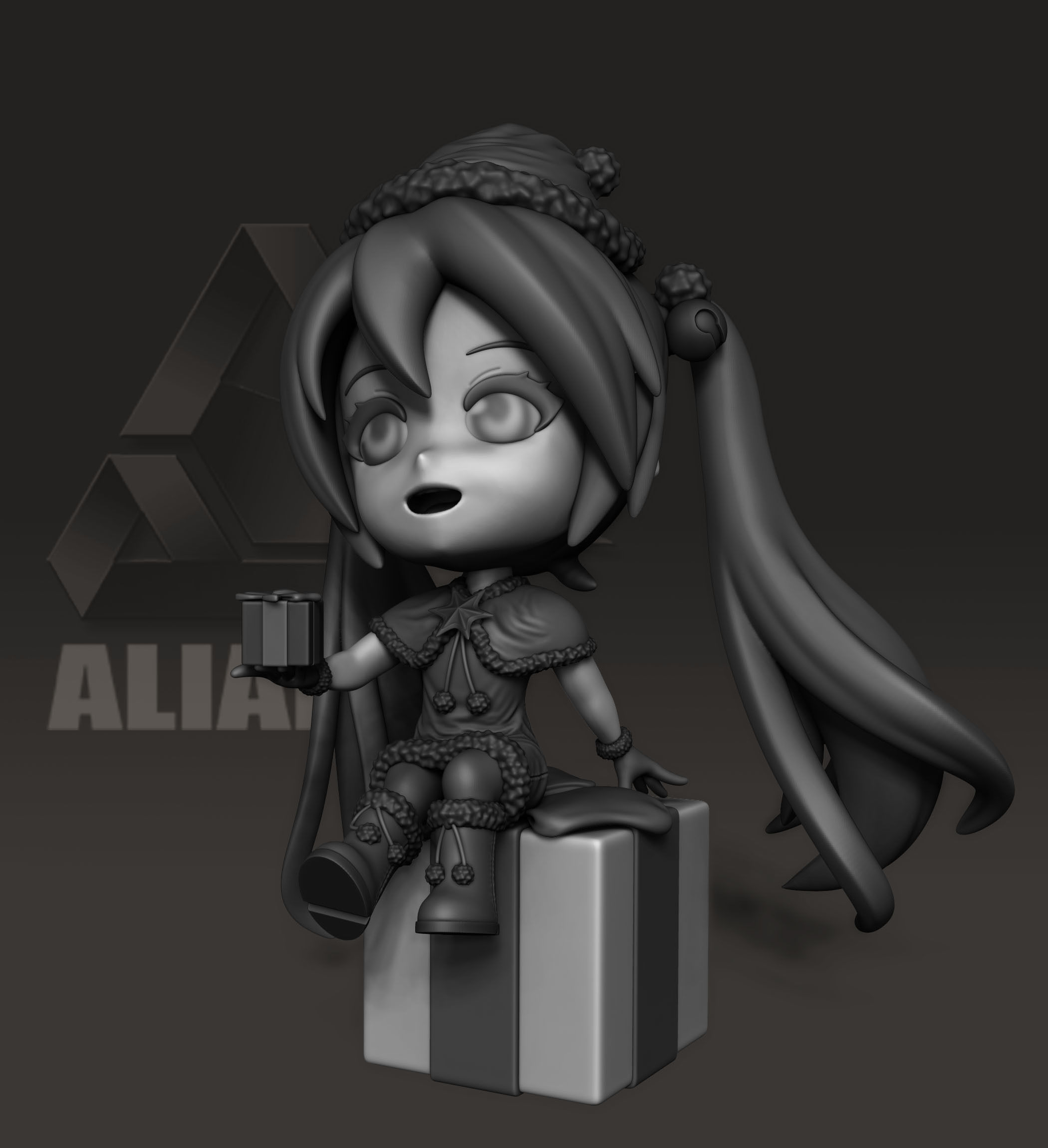 Miku Chibi - Christmas Gift 3D print model_1