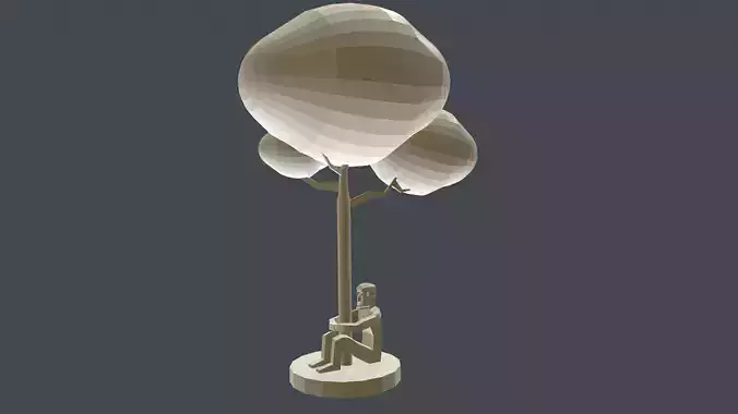 MAN GUARDING A TREE 3D print model