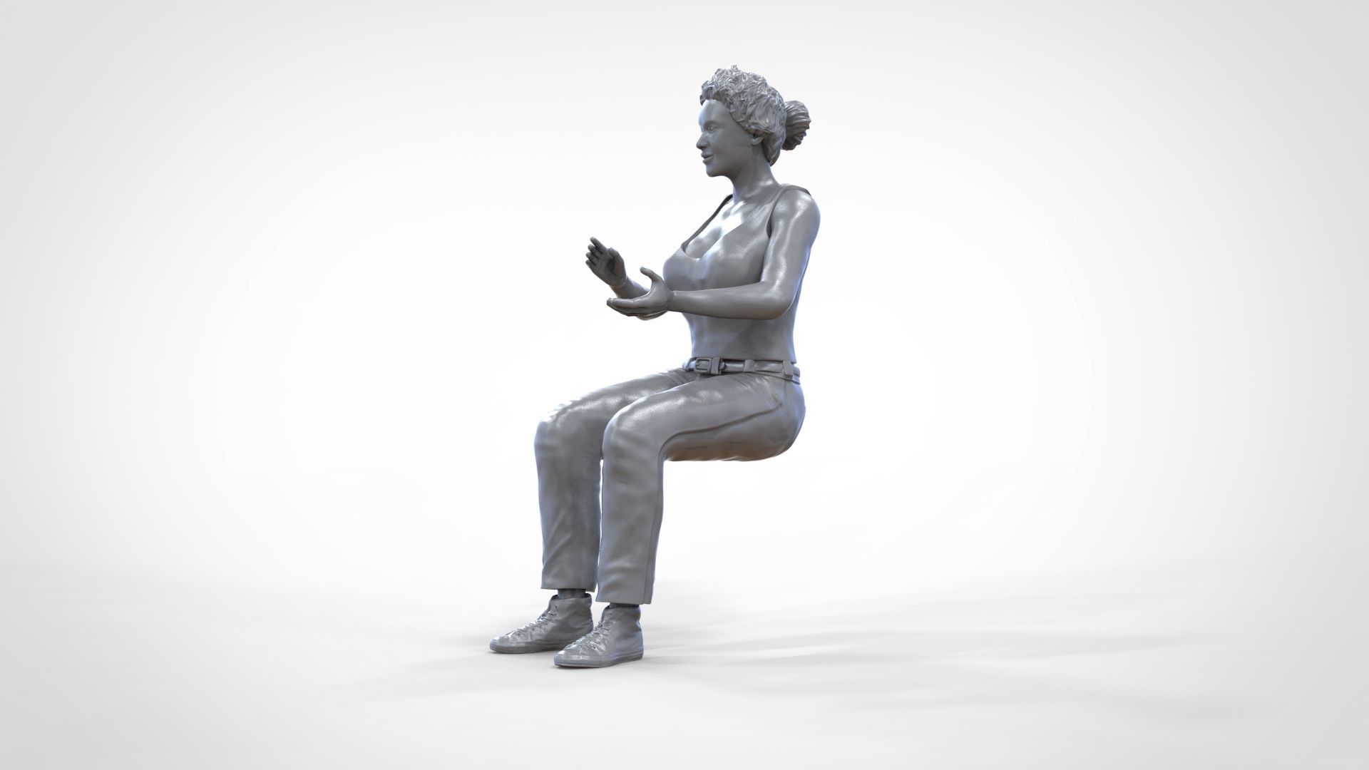 N13 Football fan clapping and waving in stadium 3D print model_40