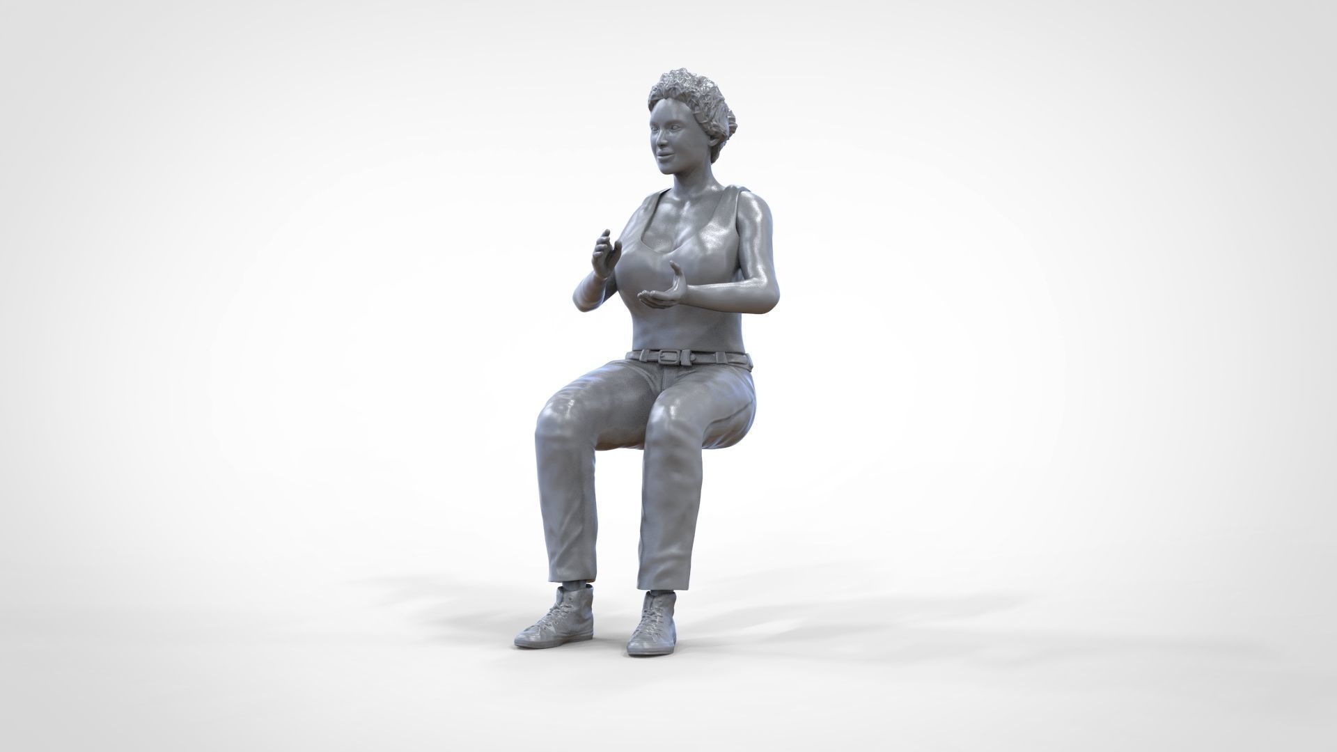 N13 Football fan clapping and waving in stadium 3D print model_39