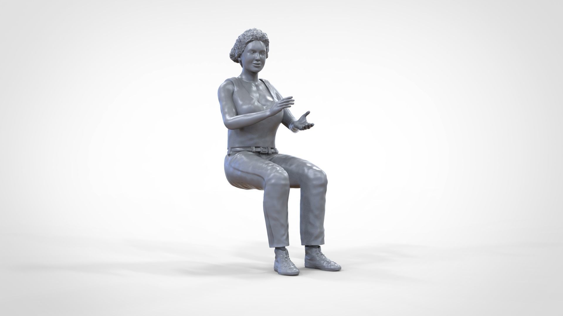 N13 Football fan clapping and waving in stadium 3D print model_49