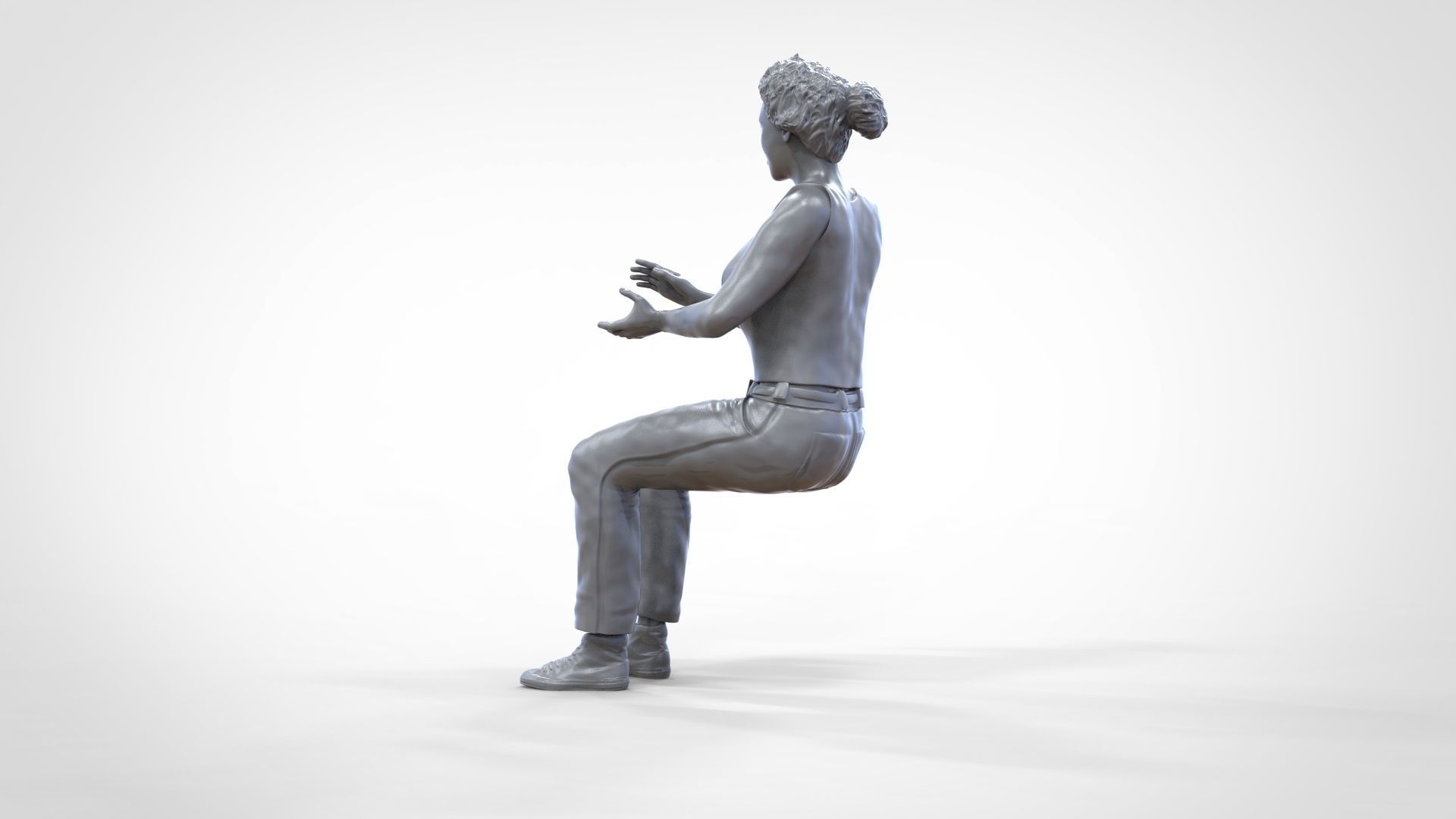 N13 Football fan clapping and waving in stadium 3D print model_42
