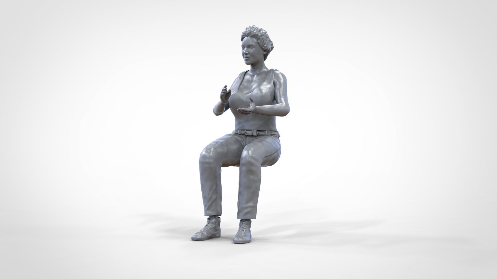 N13 Football fan clapping and waving in stadium 3D print model_51