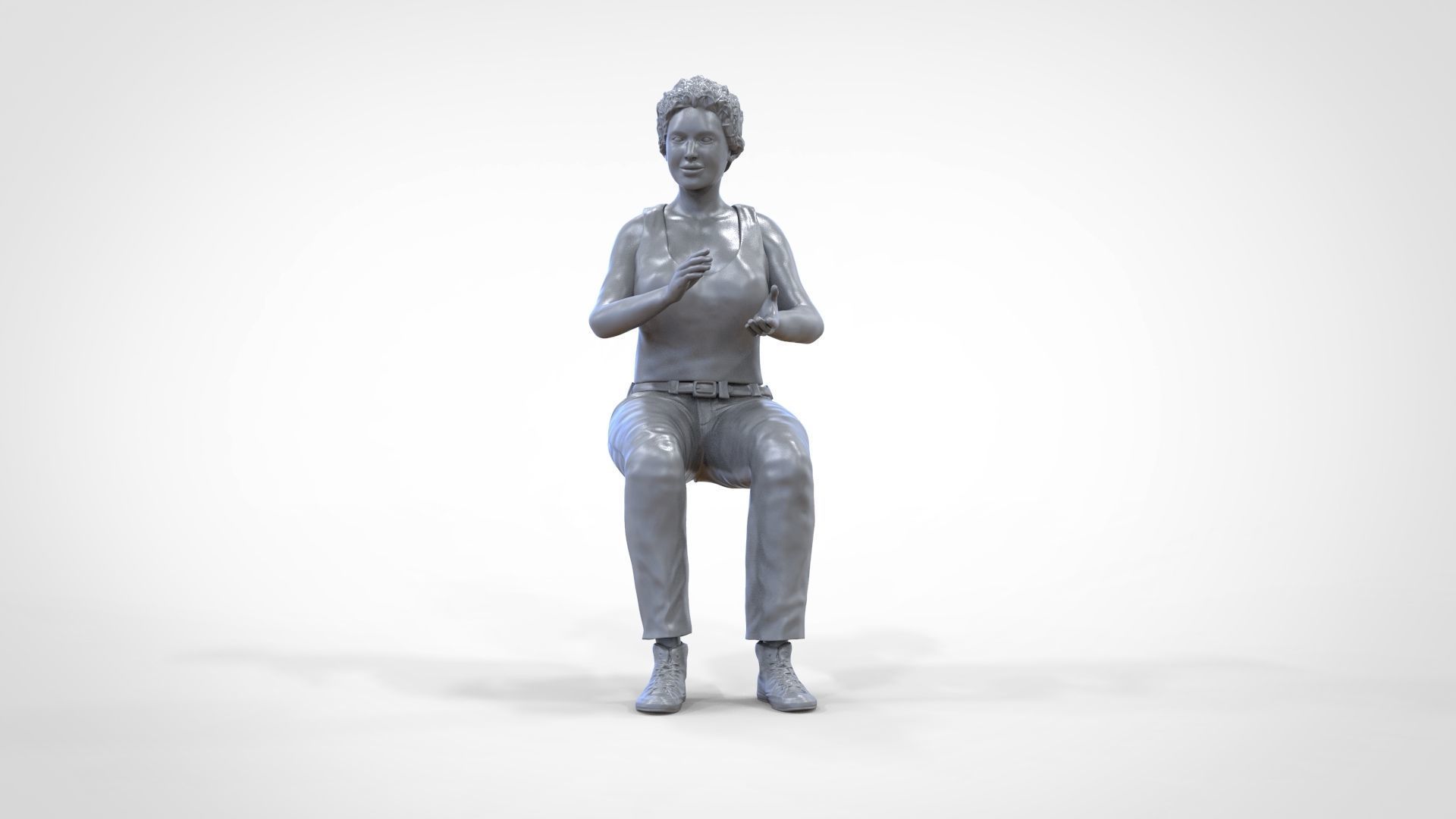 N13 Football fan clapping and waving in stadium 3D print model_50