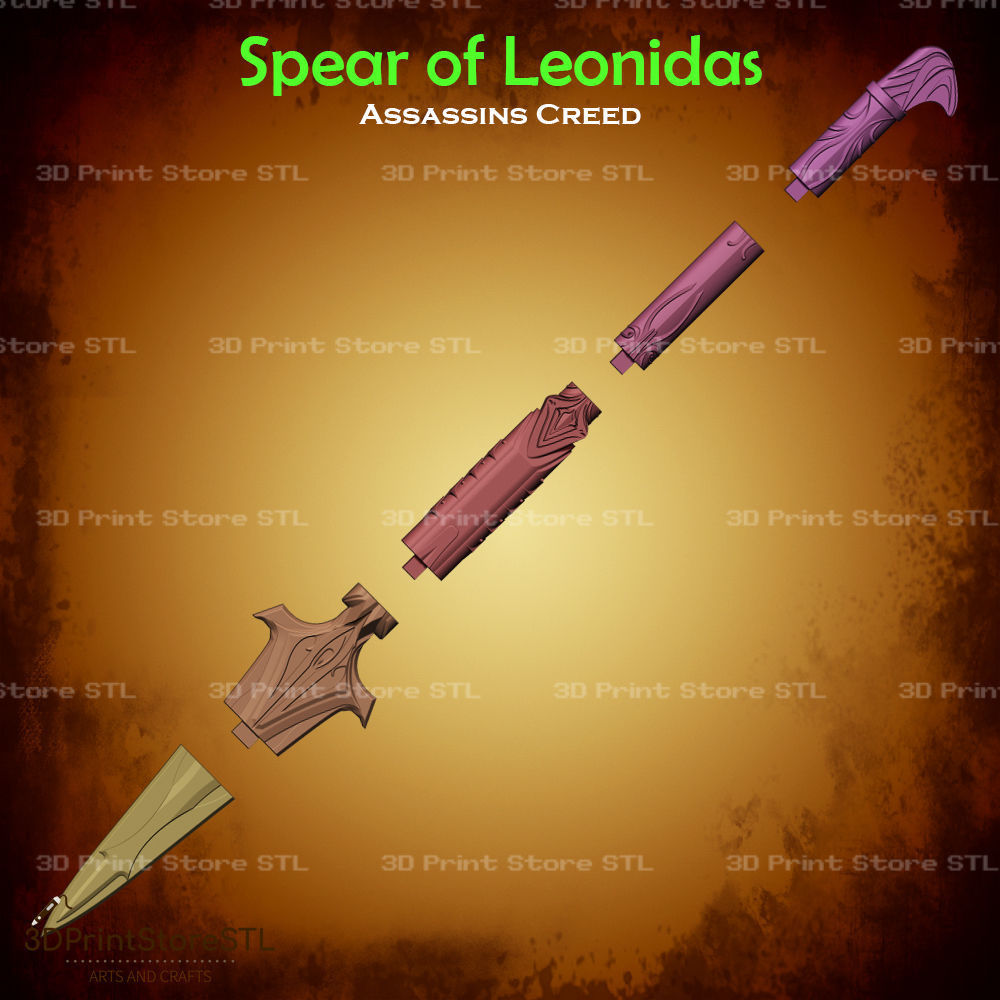 Spear of Leonidas Cosplay Assassins Creed Odyssey - STL File 3D print model_2