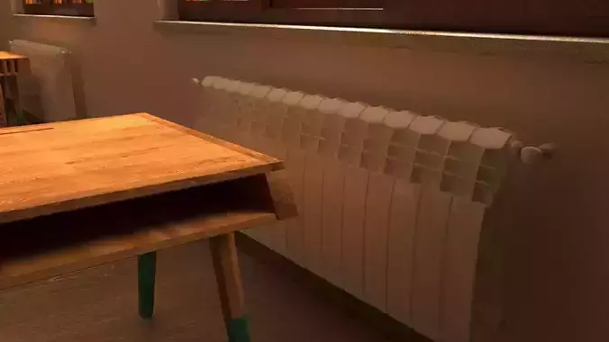 radiator wooden table and