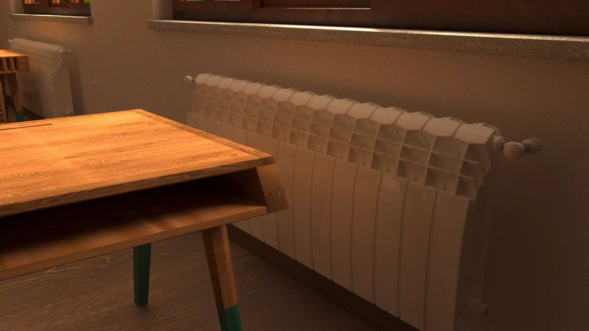 radiator wooden table and 3D model_0