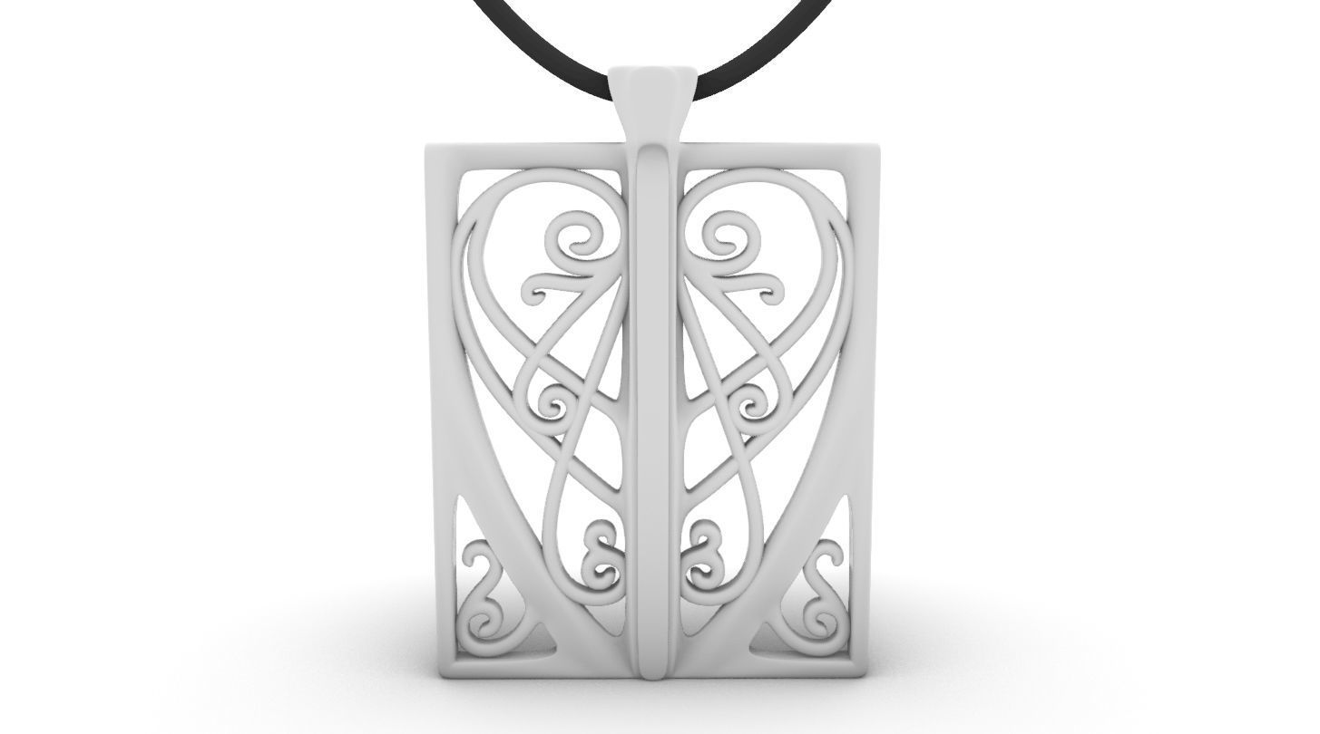 Art Nouveau Window Pendant Heart 3D print model_3