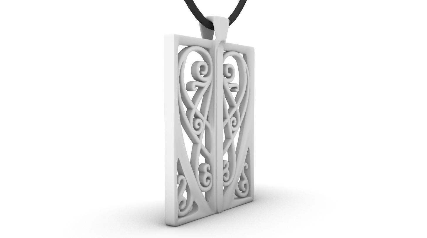 Art Nouveau Window Pendant Heart 3D print model_1