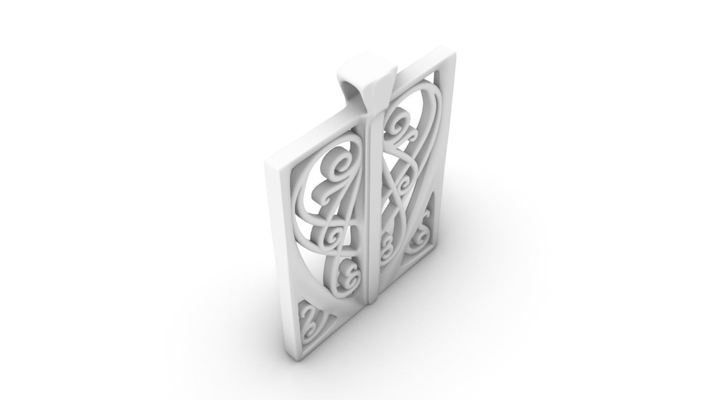 Art Nouveau Window Pendant Heart 3D print model_5