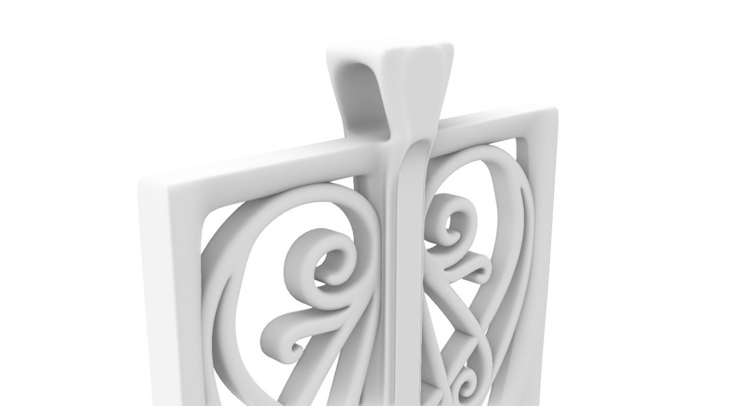 Art Nouveau Window Pendant Heart 3D print model_4