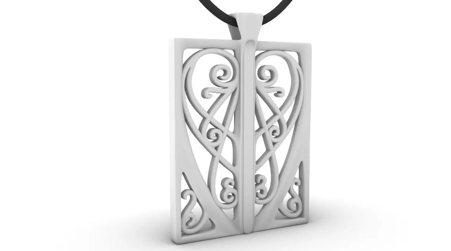 Art Nouveau Window Pendant Heart 3D print model_0